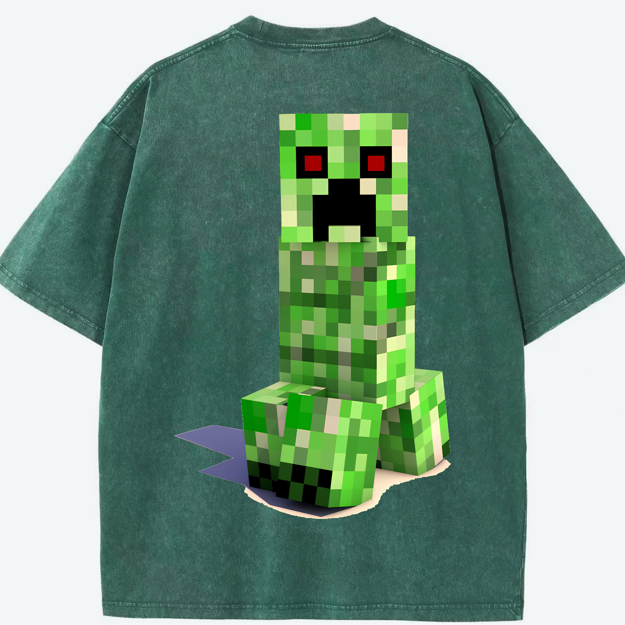 （画像用） マインクラフト ブロックの世界 Minecraft MC Block world 綿100% ヴィンテージ風 半袖Tシャツ（背面プリント）